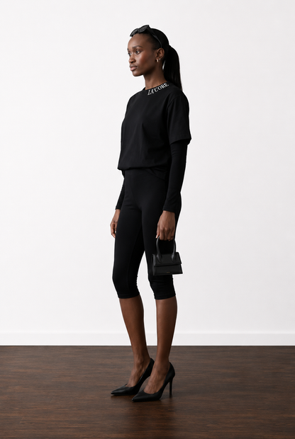 Women’s black collar mark T-shirt