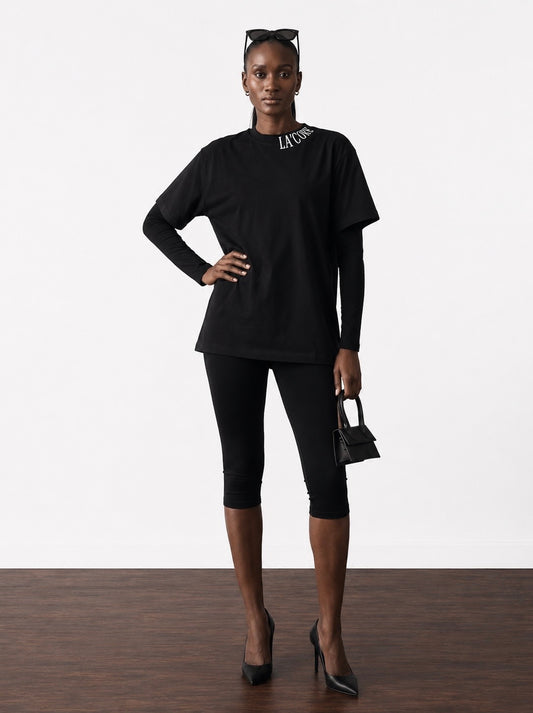 Women’s black collar mark T-shirt