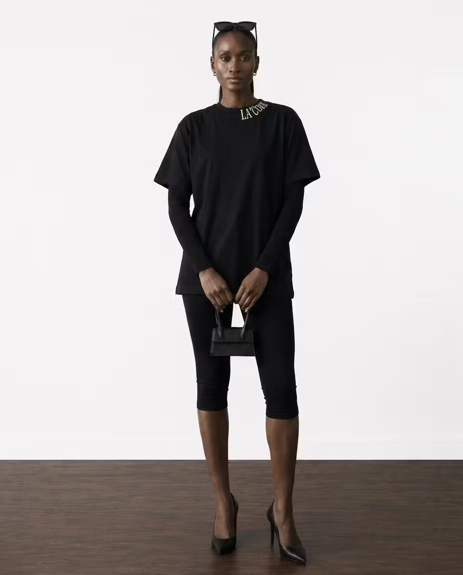 Women’s black collar mark T-shirt