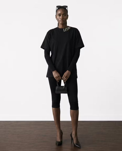 Women’s black collar mark T-shirt